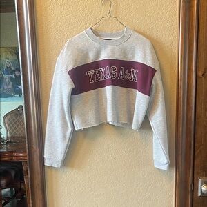 Texas A&M Gray and Maroon Cropped Sweatshirt